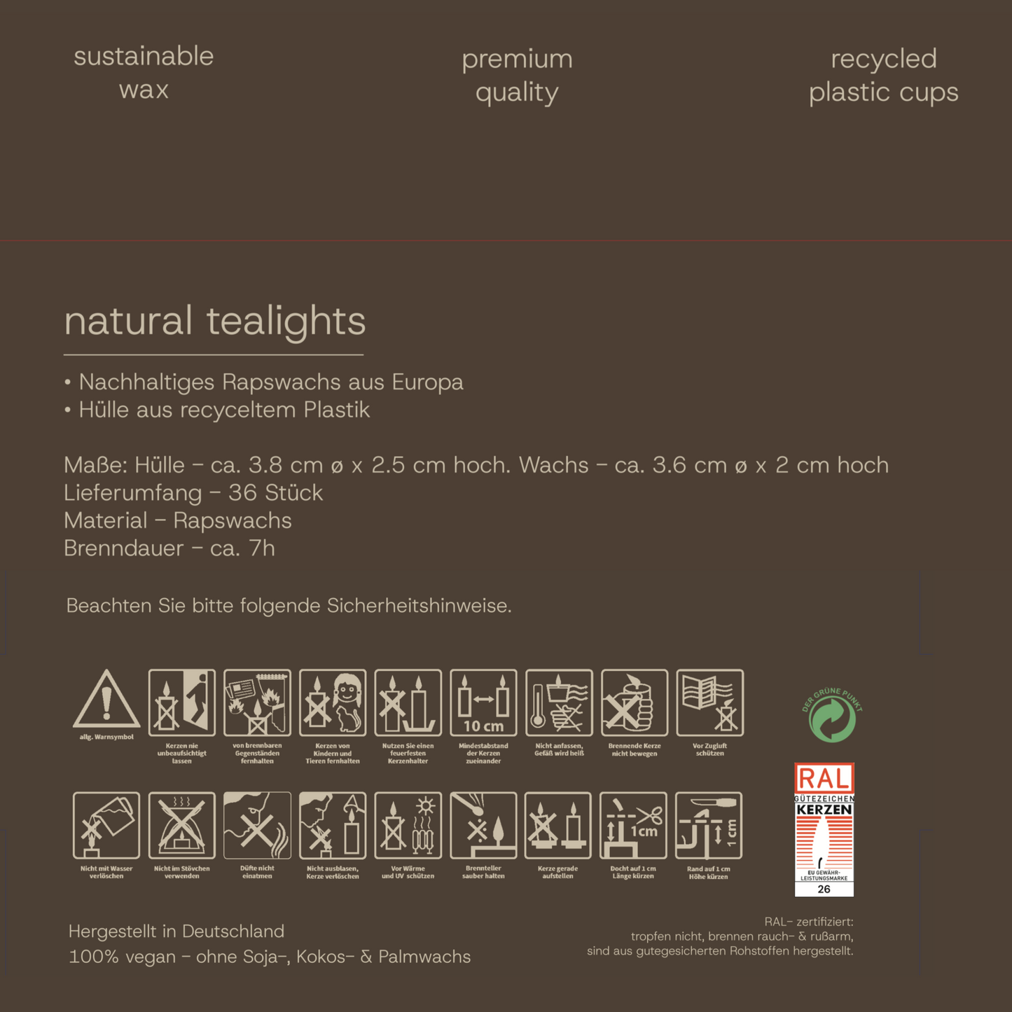 Nachhaltige Raps-Teelichte
